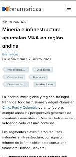 Minera e infraestructura apuntalan M&A en regin andina